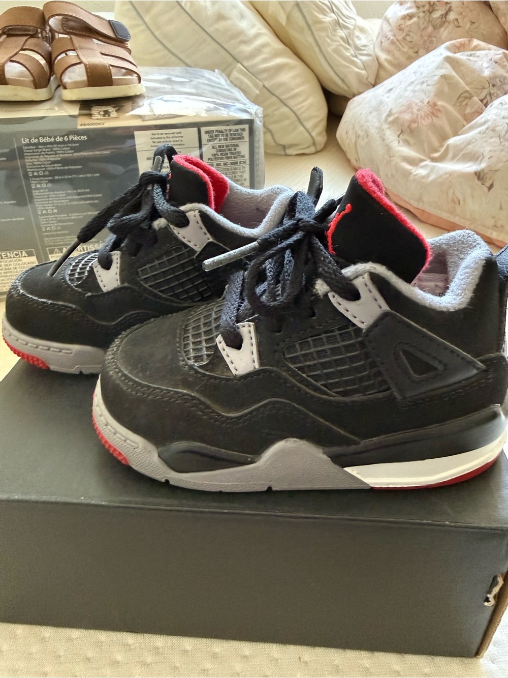 Jordan Kids Black and Red Retro-Style Basketball Sneakers